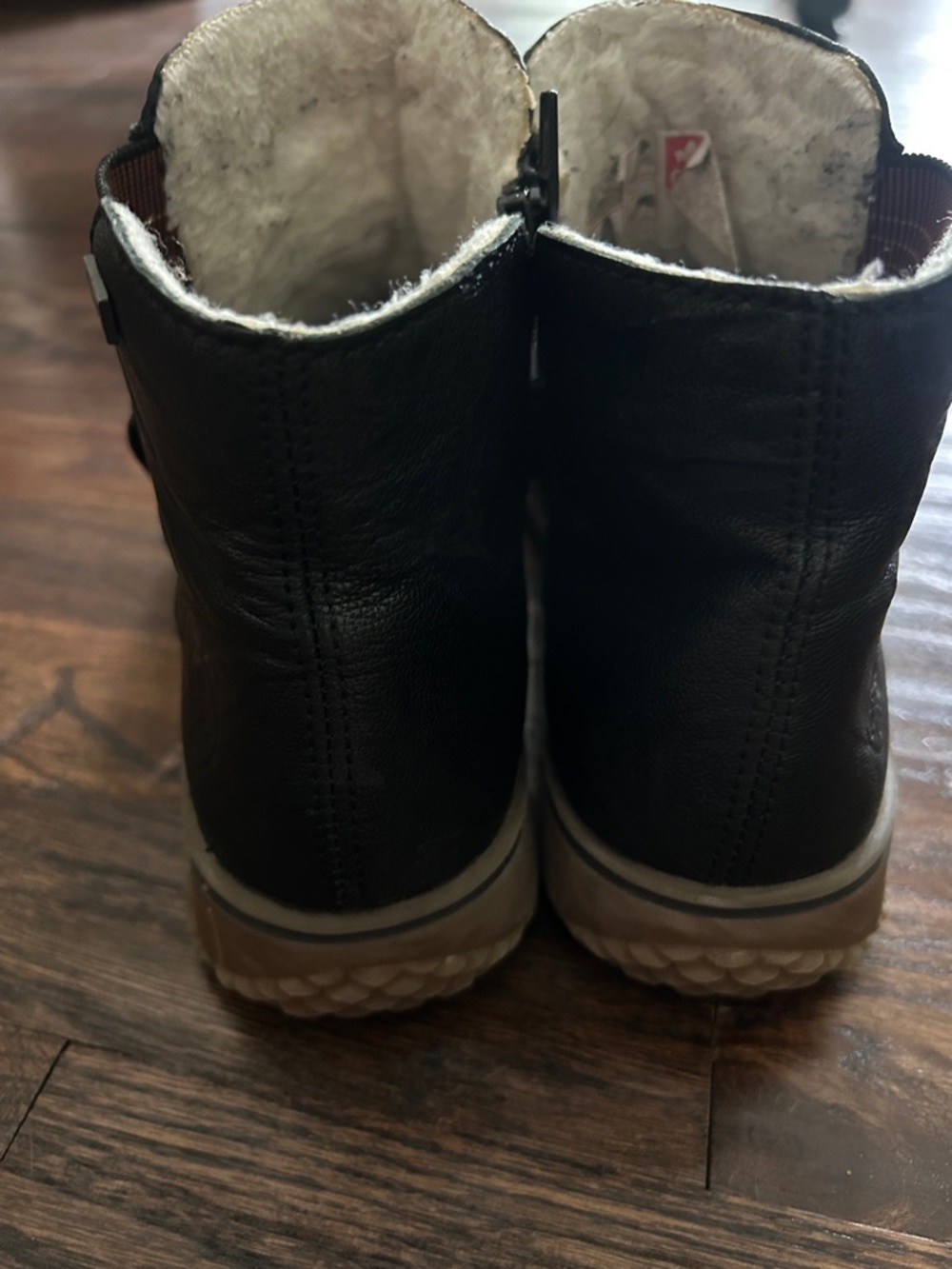 Rieker Waterproof Leather Shearling Lining Black Ankle Boots. Size 42 EU/10 US - Picture 5 of 13